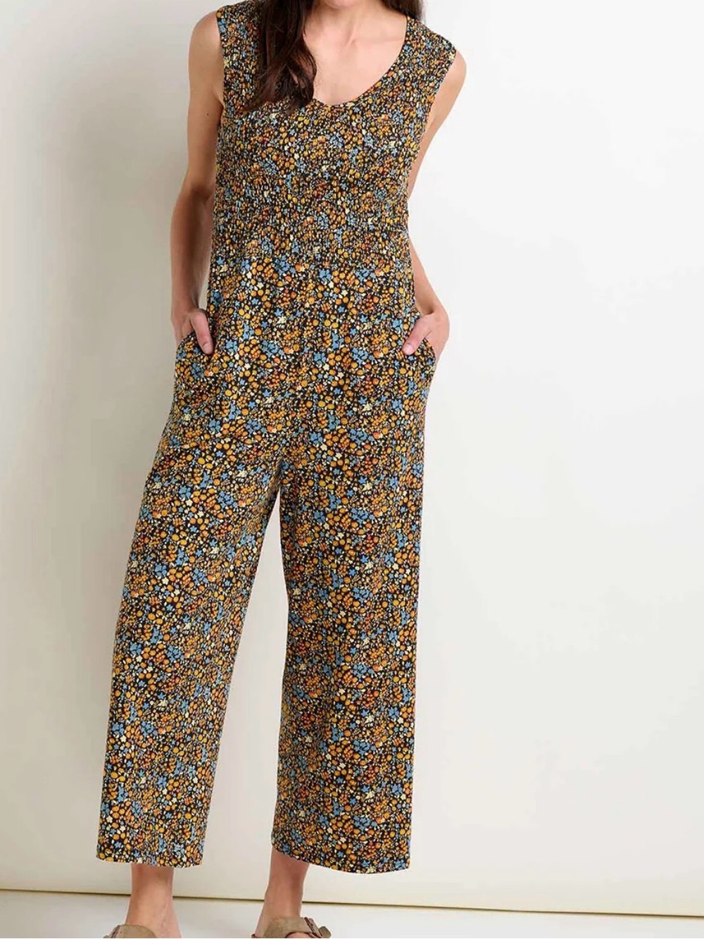 TOAD & CO M Gemina Sleeveless Wide Leg Jumpsuit in Floral Print